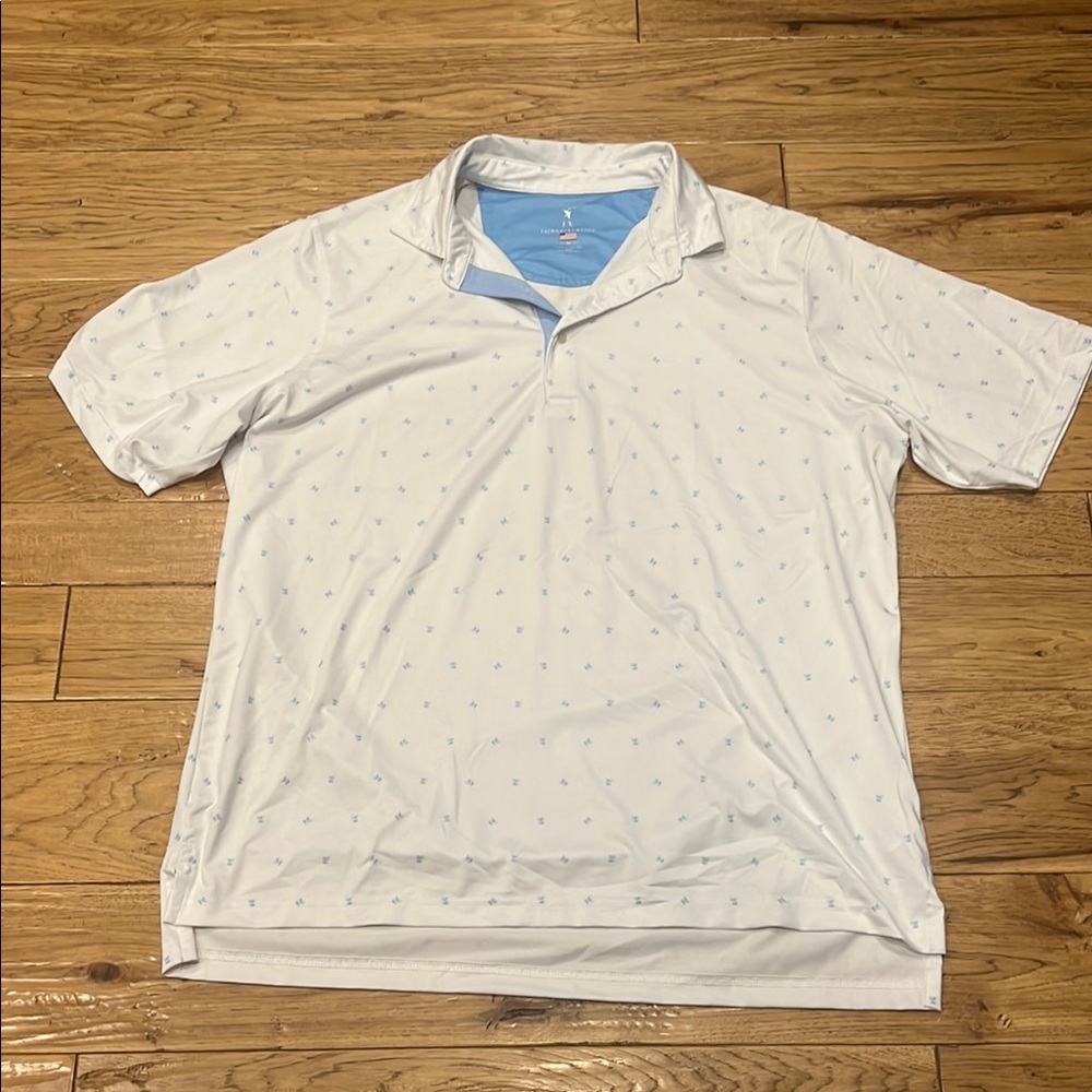 White Polo Shirt with Blue Accents